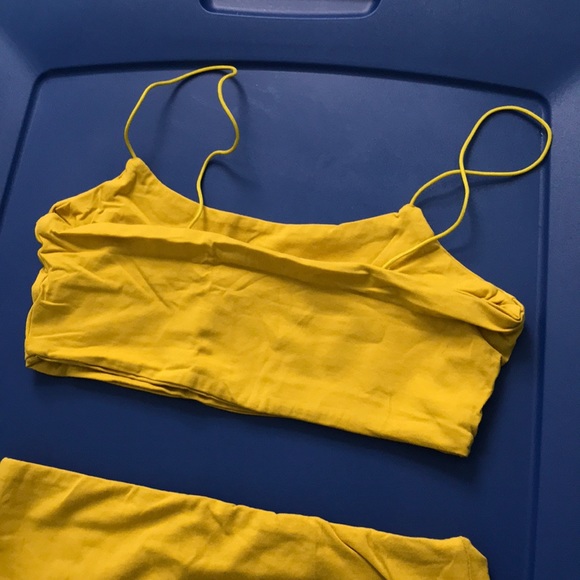 Mustard Yellow String Crop Top & Pencil Skirt Set - Picture 4 of 5